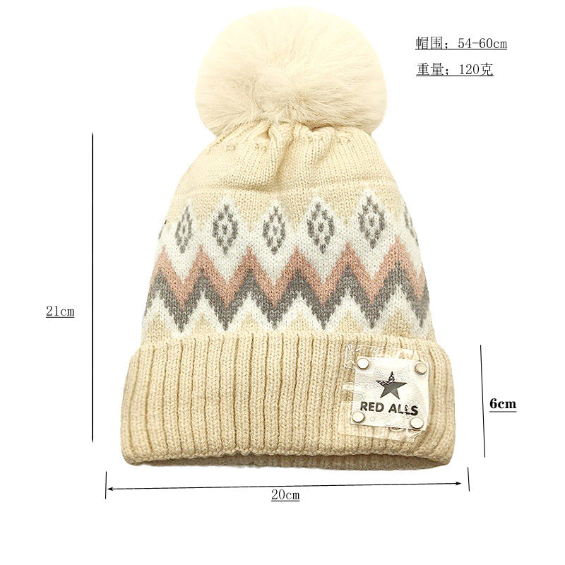 Wholesale Ear Protection Woolen Hat Thickened Plus Velvet Warm Wool Ball Knitted Hat