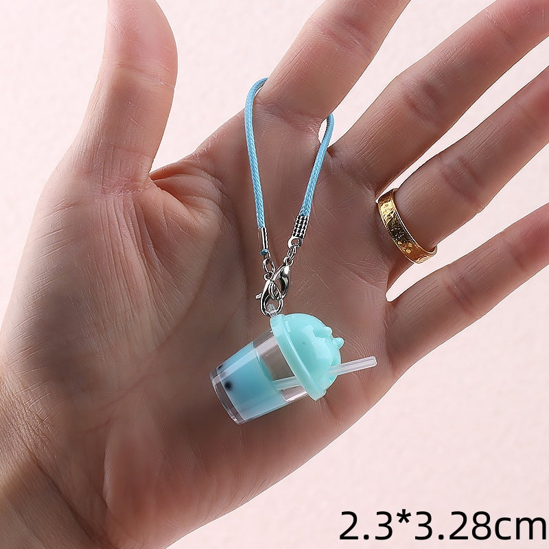 Wholesale Cat head pearl milk tea cup pendant