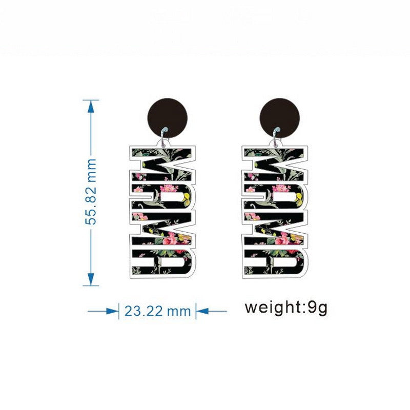 Wholesale Acrylic Mom Rainbow Earrings