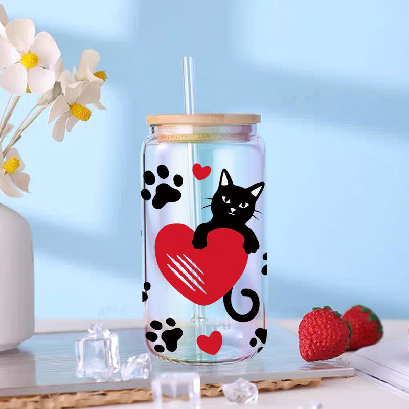 Wholesale Cat and dog paw print bones  16oz Cup UV DTF Wraps