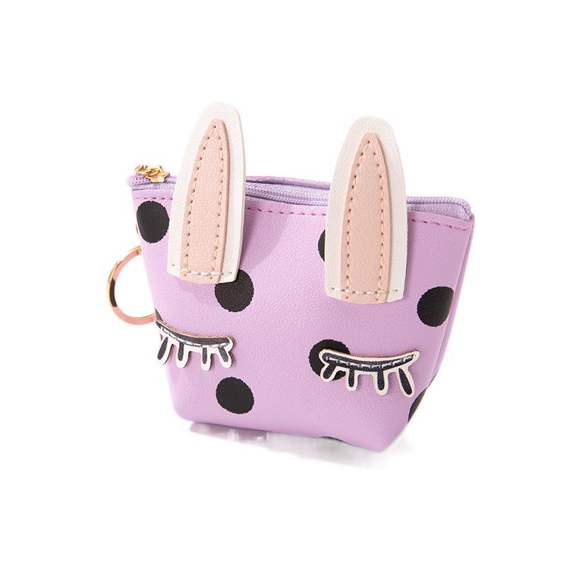Wholesale Cute Rabbit Ears Coin Purse Ladies Zipper Keychain Wallet