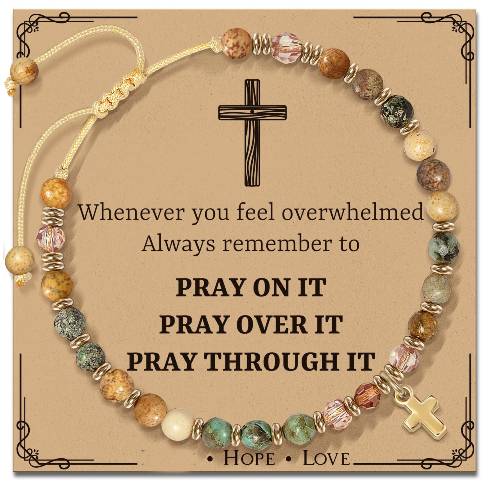Wholesale Trendy Natural Stone Cross Pendant Bracelet For Women Handmade Beaded Jewelry Gift For Boutique Resale