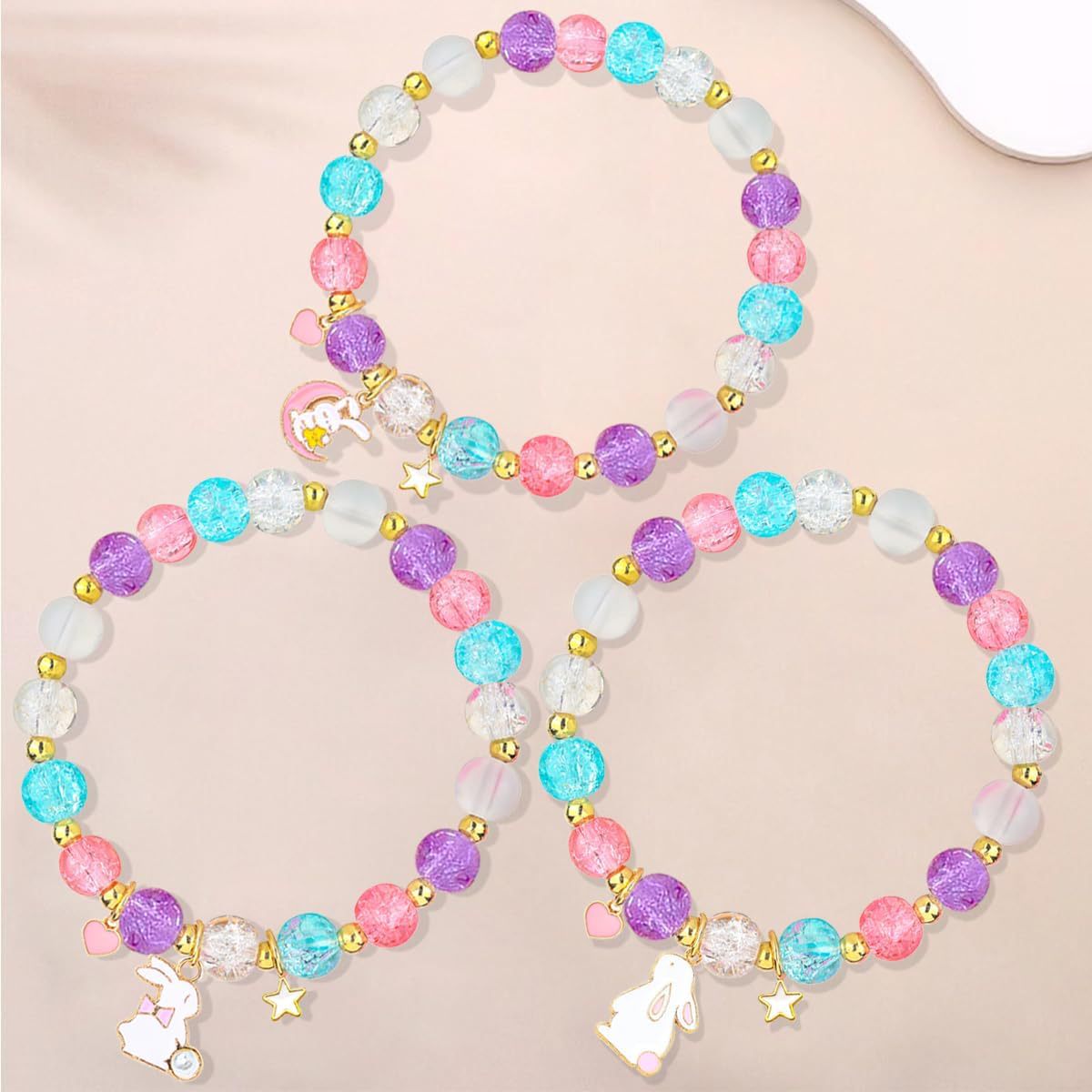 Wholesale Easter bead weaving three types of rabbit children's bracelets