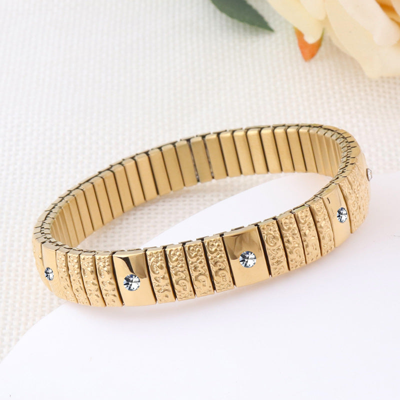 Wholesale Titanium Steel Diamond Stretch Bracelet