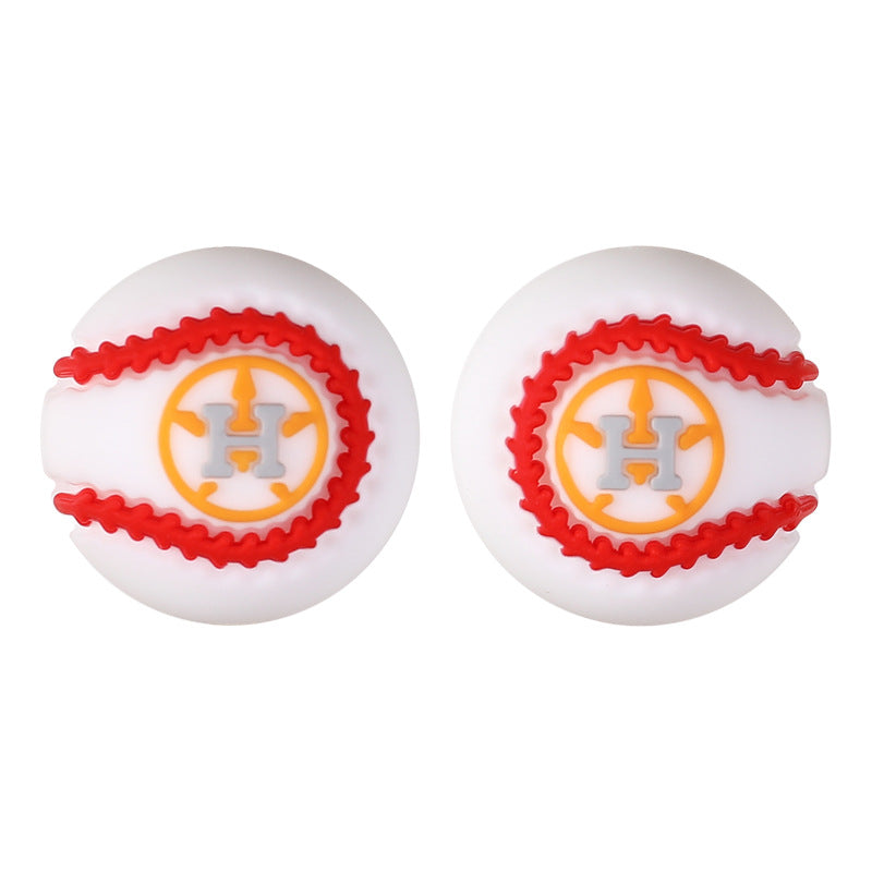 Wholesale 20pcs/pack  Baseball team silicone bead string  3D Focal Beads