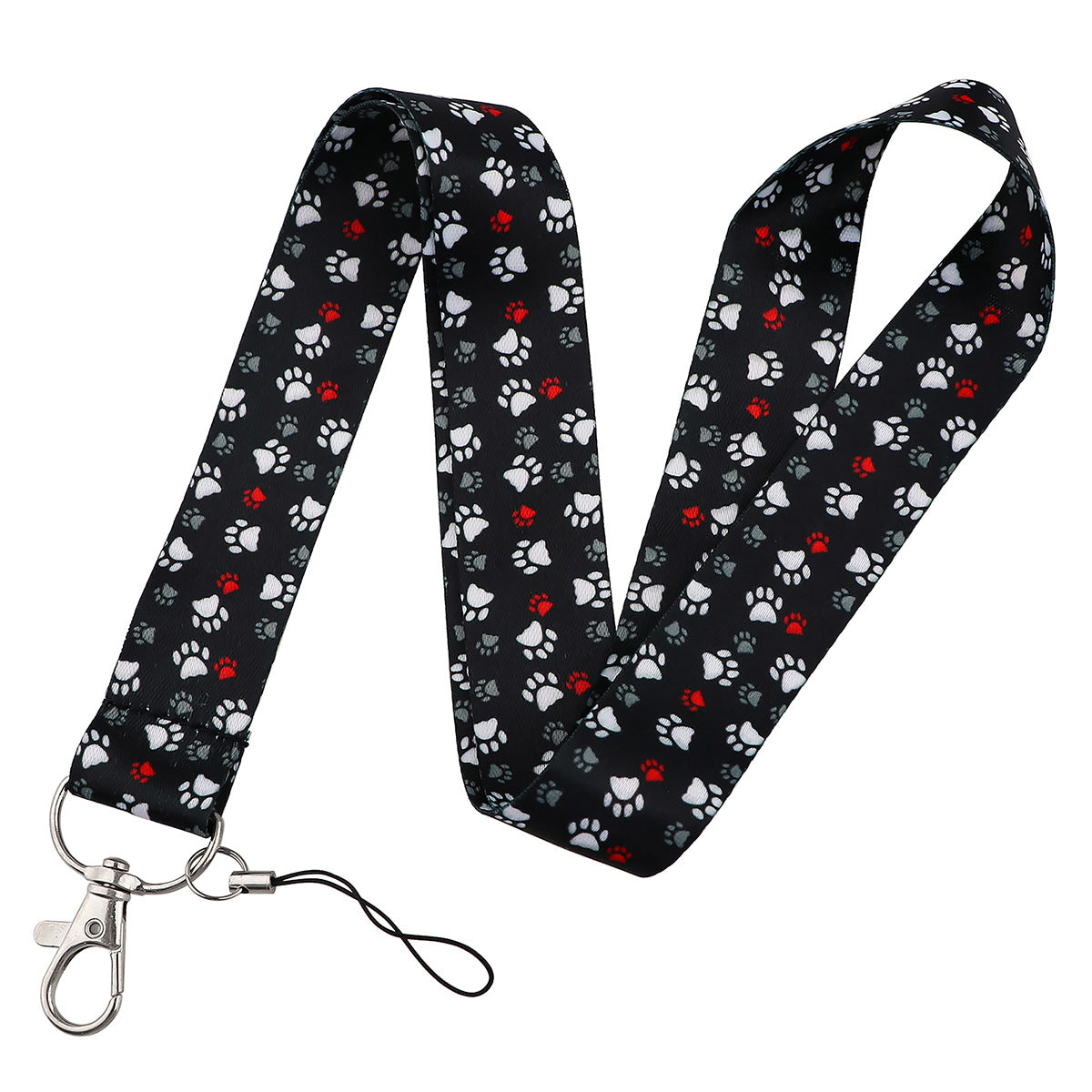 Wholesale Puppy Dog Paw Print Card Holder Webbing Polyester Lanyard Keychain