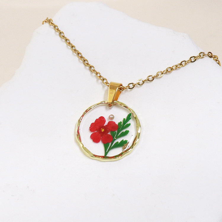 Wholesale 6pcs Moon Series Dried Flower Handmade Epoxy Pendant Necklace