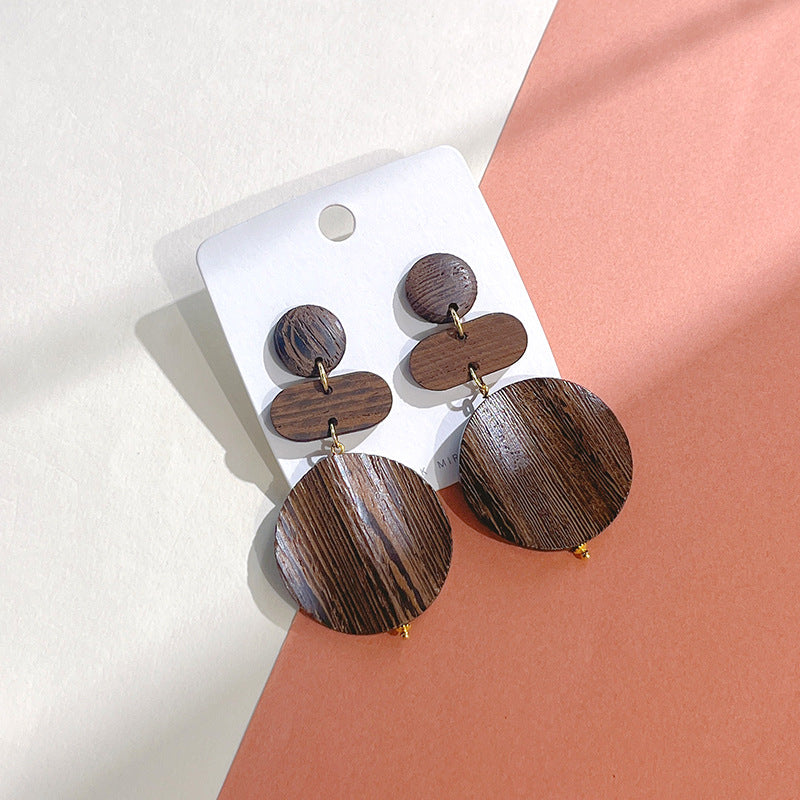 Wholesale Water droplet shaped geometric wooden earrings