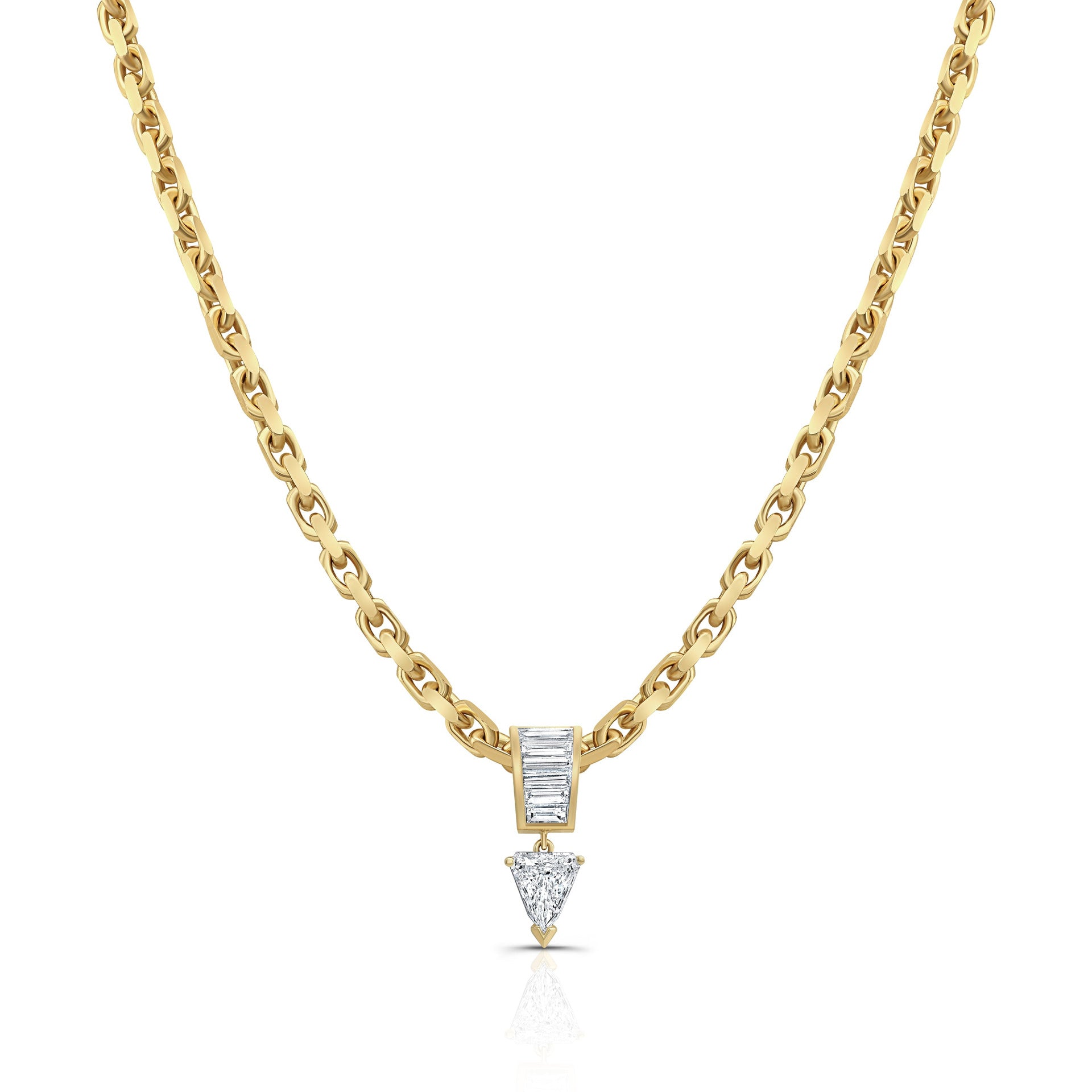 Wholesale Gold Tone Vintage Thick Chain Teardrop Pendant Necklace With Pear Zircon Layering Jewelry Fashion Accessory