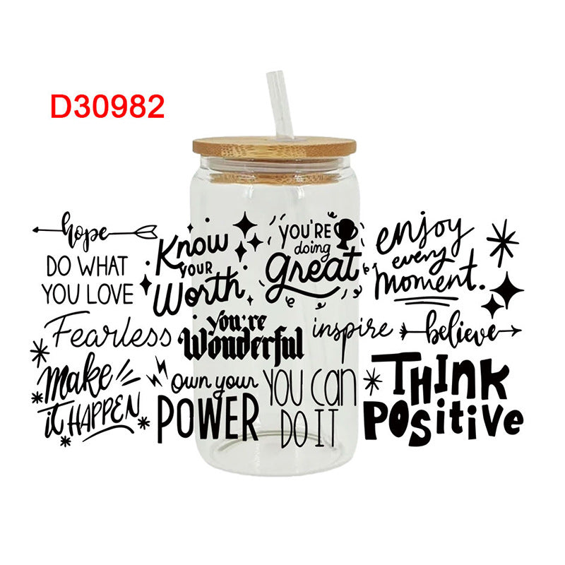 Wholesale Colorful English sentences 16oz Cup UV DTF Wraps