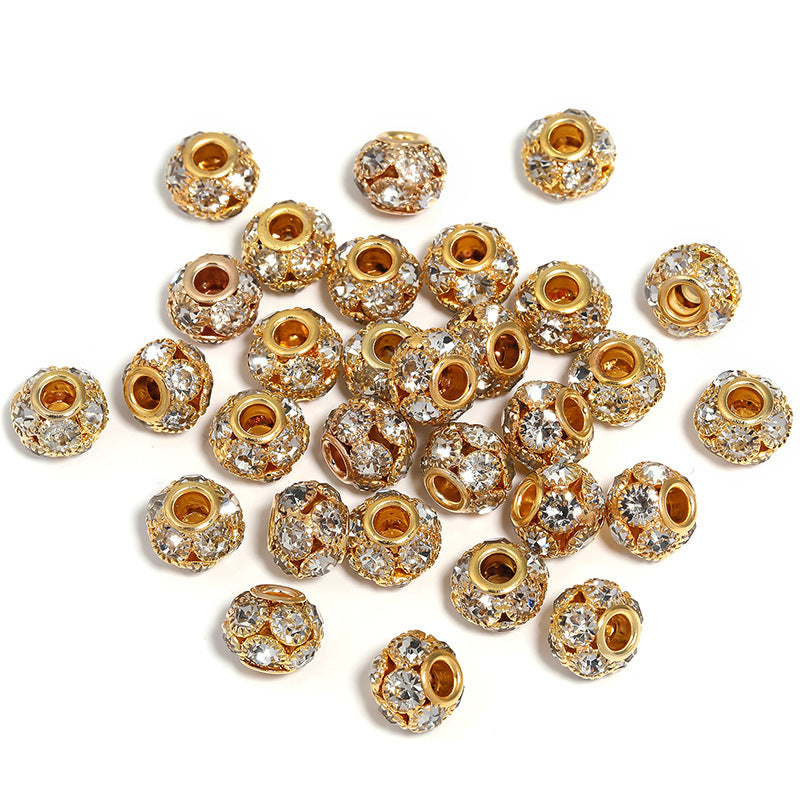 Wholesale 50pcs Large Hole  Ball Beaded Diamond  Beads