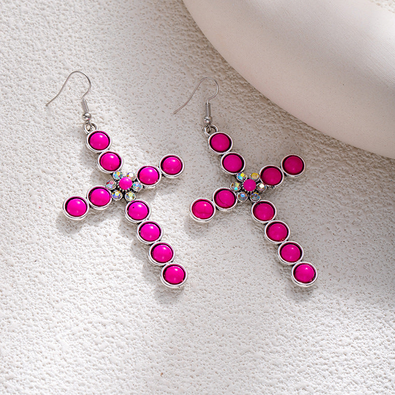 Wholesale Bohemian style turquoise flower earrings