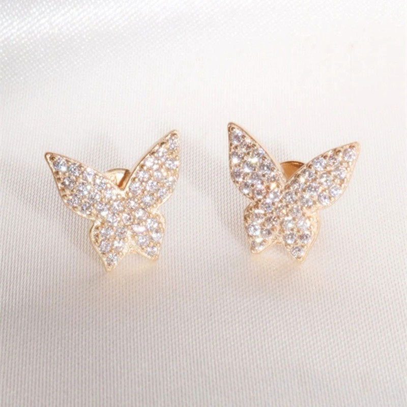 Wholesale Copper Micropaved Zircon Butterfly Earrings