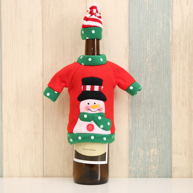 Wholesale Christmas Fabric Embroidery Cartoon Wine Bottle Cover