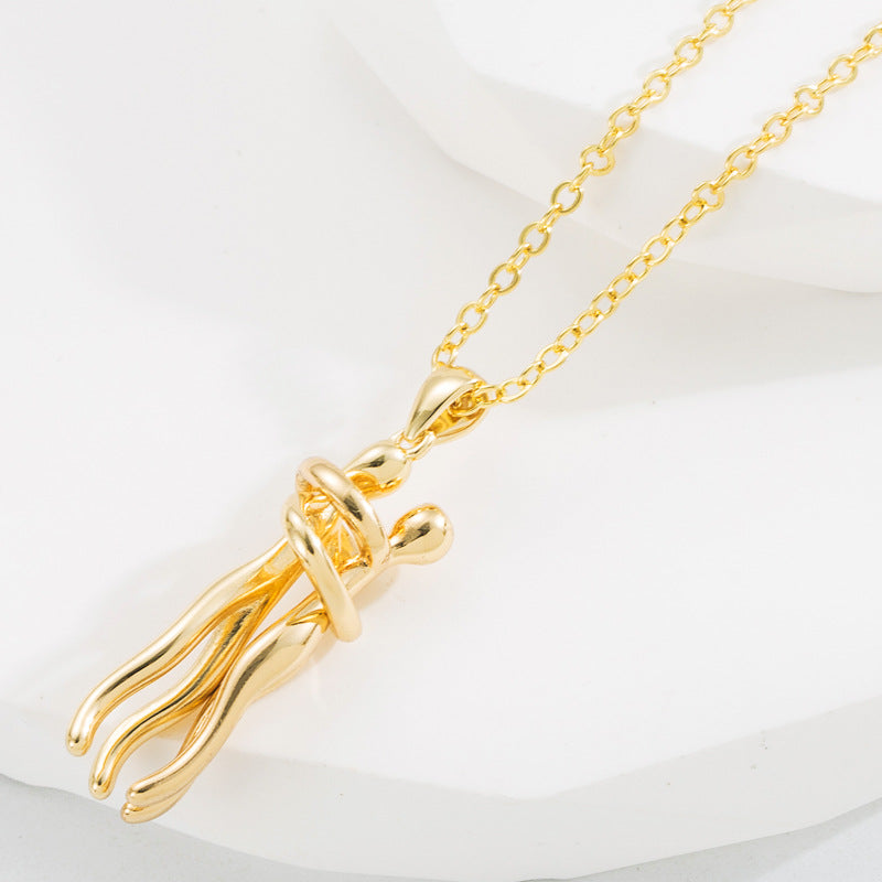 Wholesale Creative Couple Pendant Necklace Gold Plated Zircon Detachable Unisex Fashion Jewelry Gift