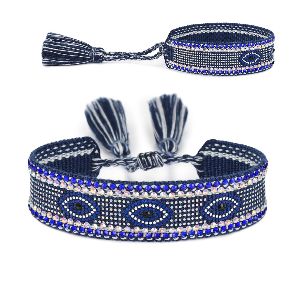 Wholesale Sequin Devil's Eye Woven Cord Bracelet