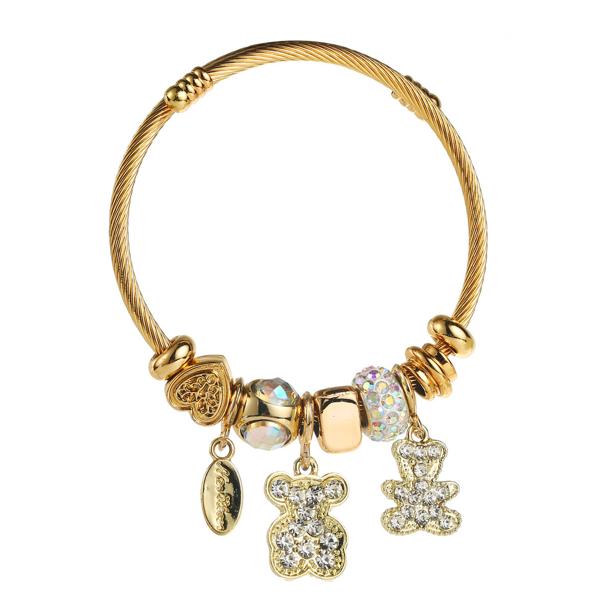 Wholesale stainless steel alloy starfish shell bear love bracelet