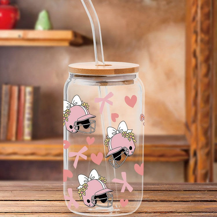 Wholesale Colorful Ball Bow Cartoon 16oz Cup UV DTF Wraps