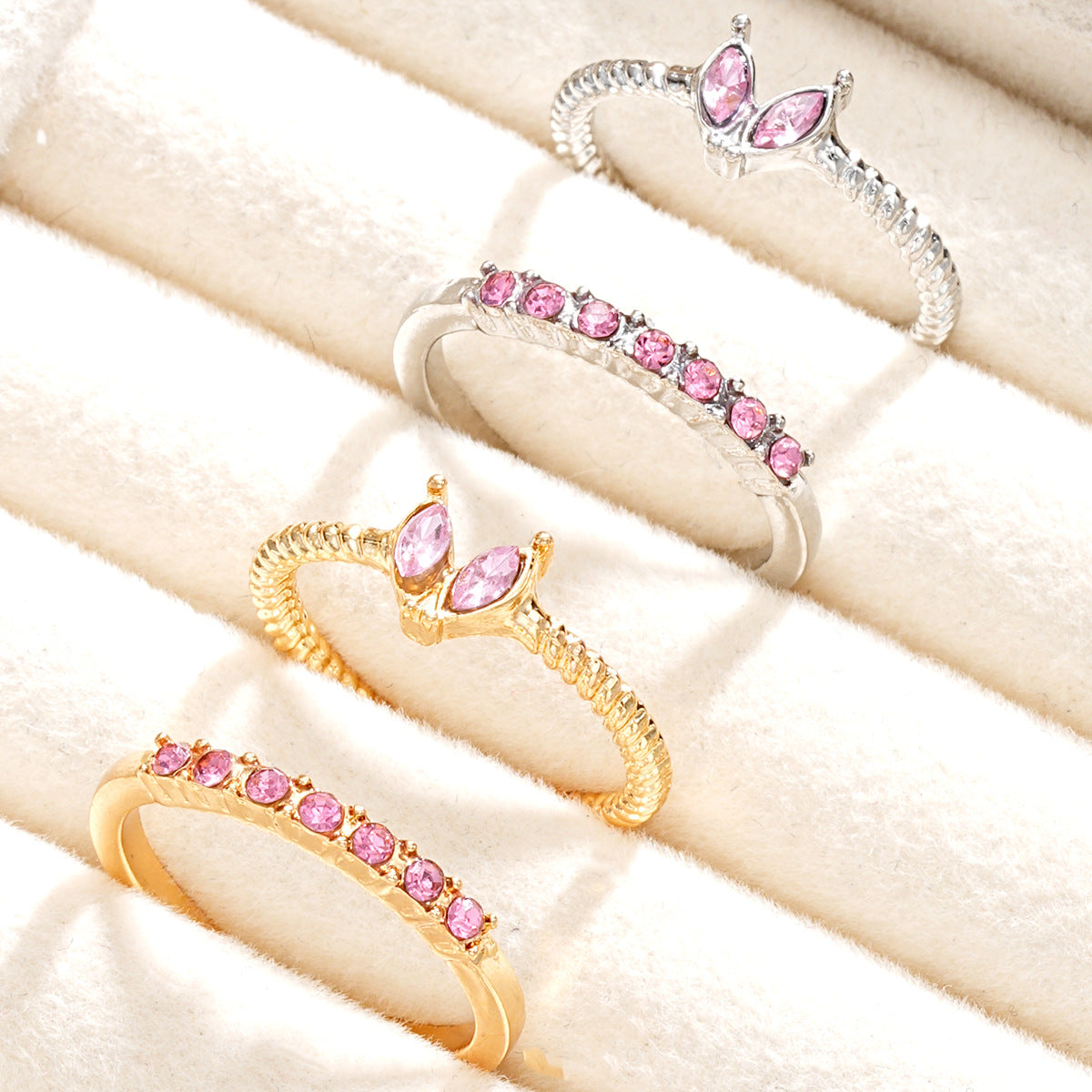 Wholesale Live diamond heart open ring set