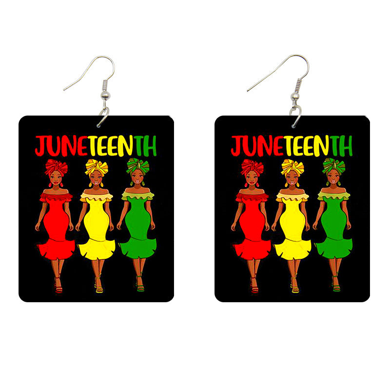 Wholesale Rectangular Exaggerated Wood Earrings