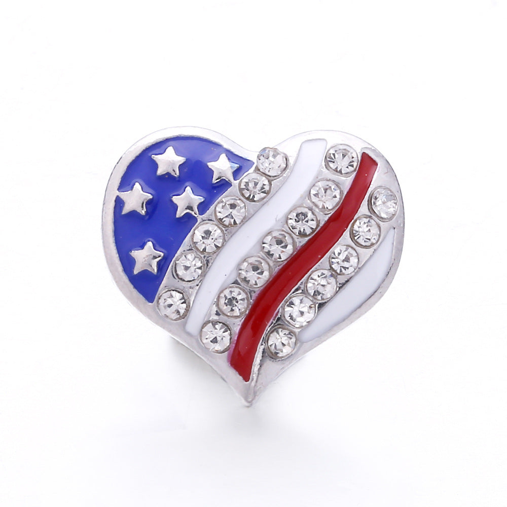 Wholesale DIY Snap Charm Alloy Flag Style 18mm Noosa Button Pendant Buckle