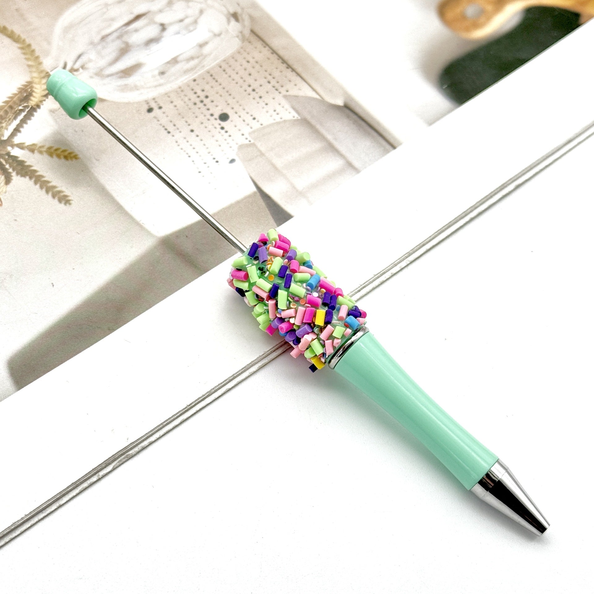 Wholesale DIY colored sugar needle sugar bead pen plastic round bead pen