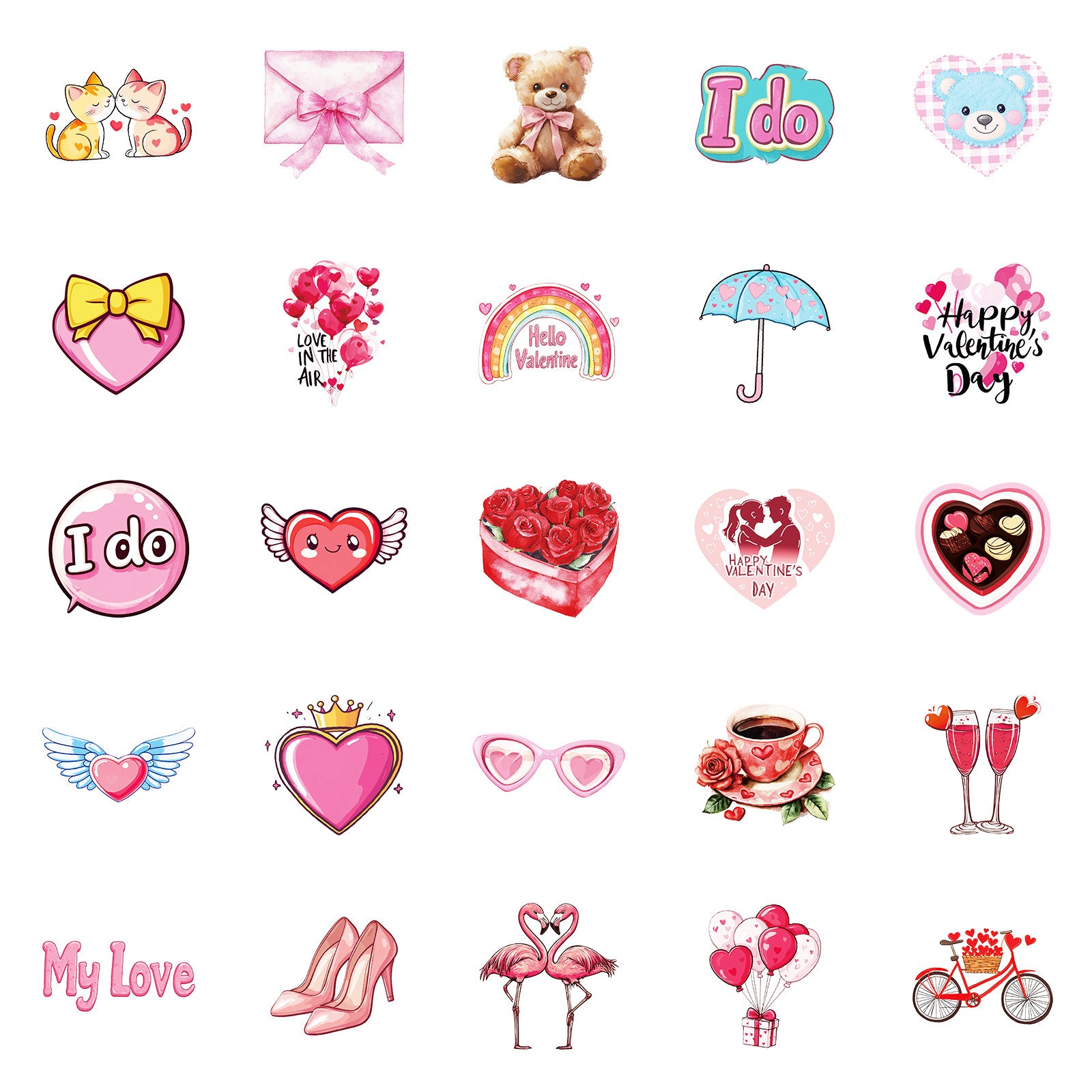 Wholesale 50pcs Valentine' s Day Cute Cartoon Graffiti Waterproof Stickers