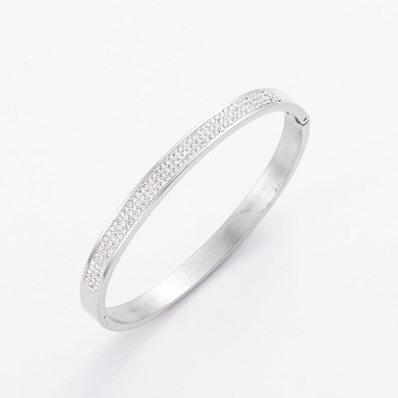 Wholesale Titanium Steel Buckle Diamond Open Bracelet