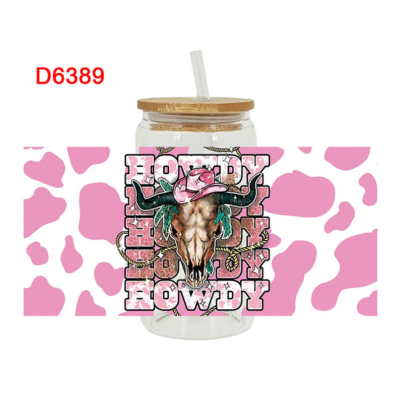 Wholesale Western style flower boots  16oz Cup UV DTF Wraps