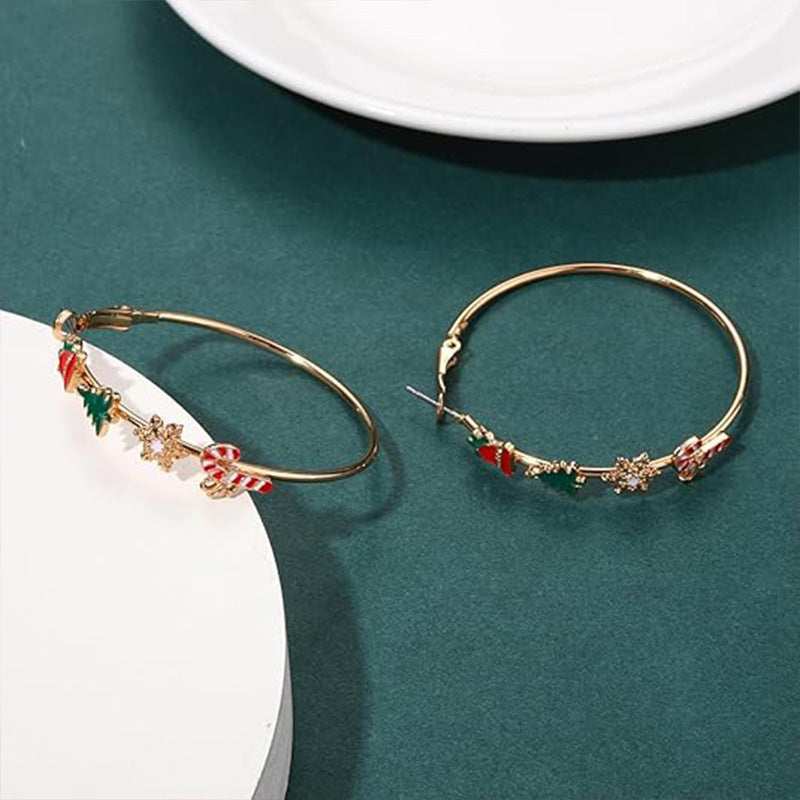 Wholesale Christmas Tree Snowflake  Large Hoop Earrings