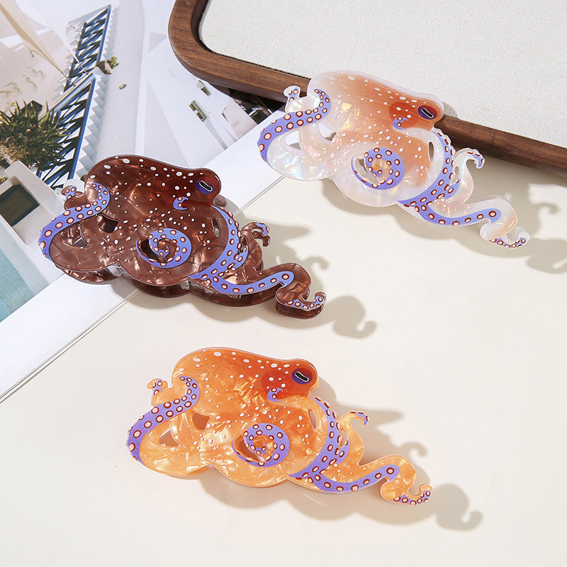 Wholesale Trendy Ocean Animal Hair Claw Clips Shark Whale Octopus Koi Design Large PVC Gripper Everyday Hair Accessory For Boutique Resale
