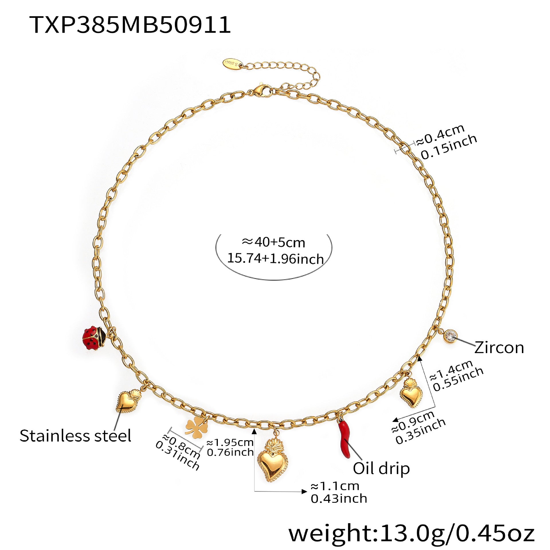 Wholesale Heart-shaped Titanium Steel Necklace