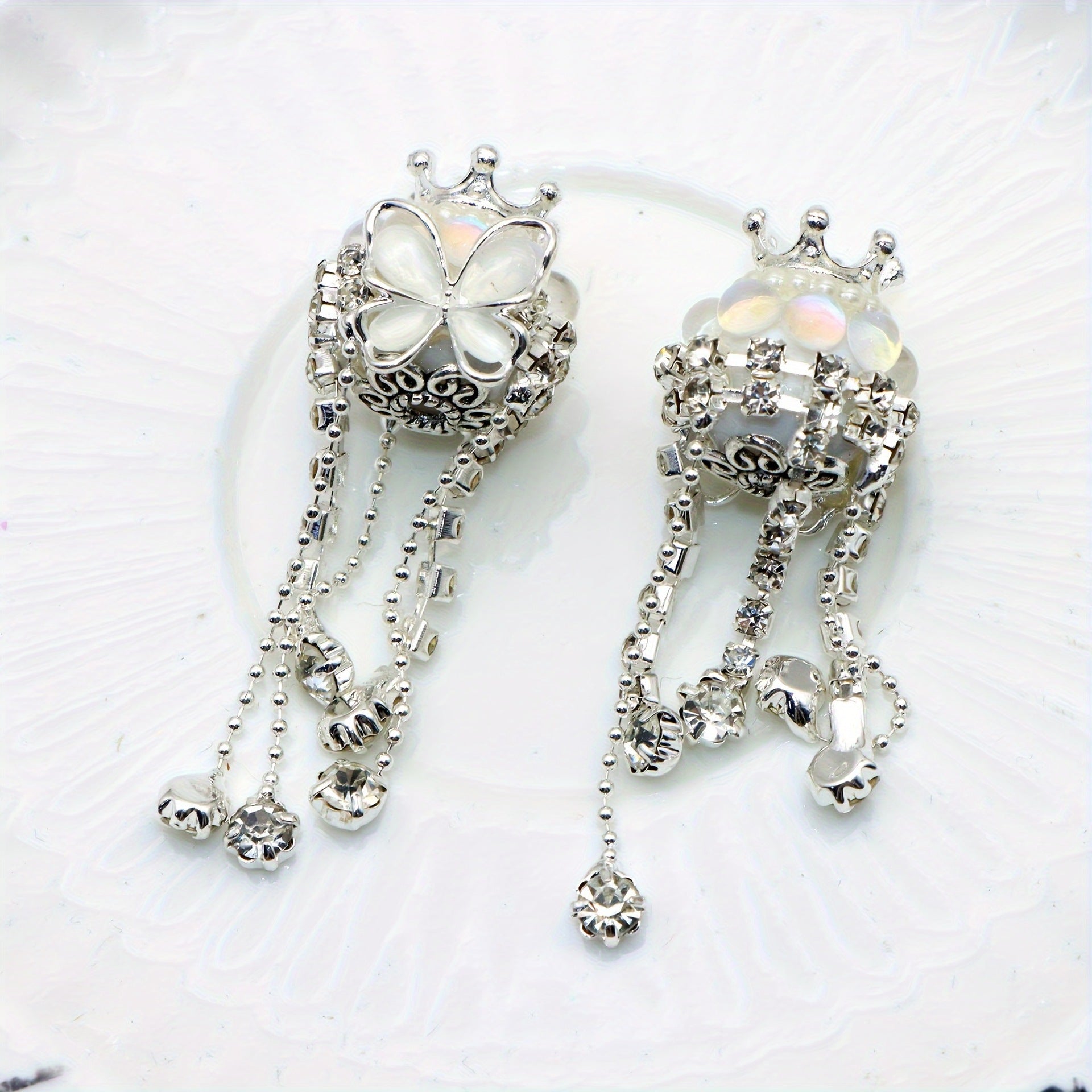 Wholesale 5pcs diamond crown butterfly tassel round beads diy beads
