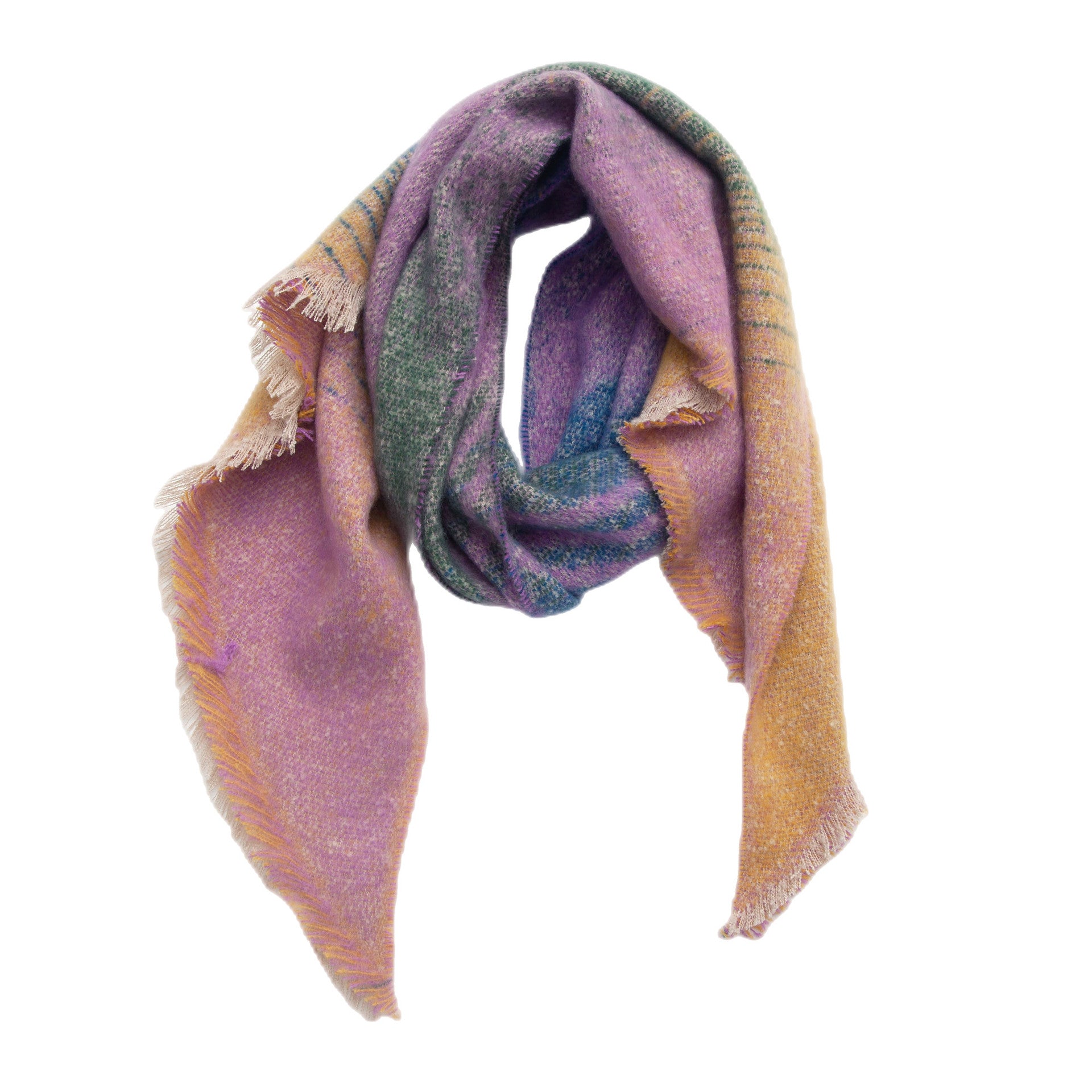 Wholesale New Ladies Shawl Autumn and Winter Thick Boucle Yarn Striped Angled Polyester Scarf