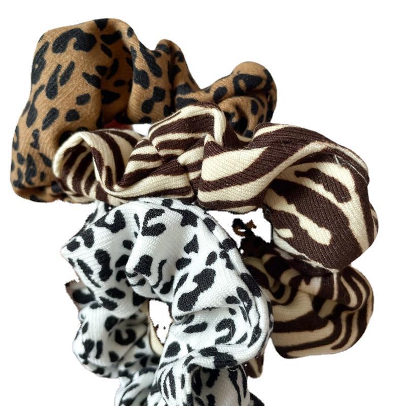 Wholesale Cow Leopard Vintage Fabric Hair Scrunchies