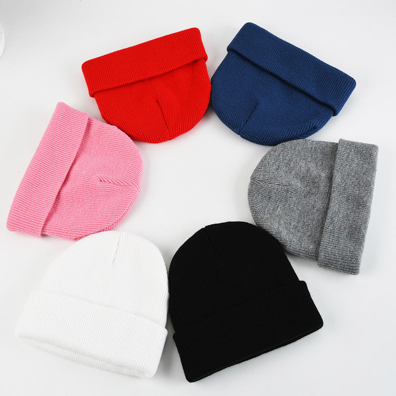 Wholesale Spot Wholesale Knitted Hats Winter Warm Solid Color Thickened Beanie