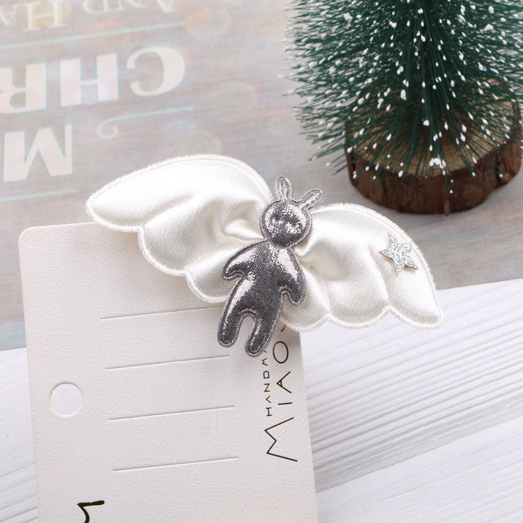 Tela al por mayor clips de cabello de conejo ángel