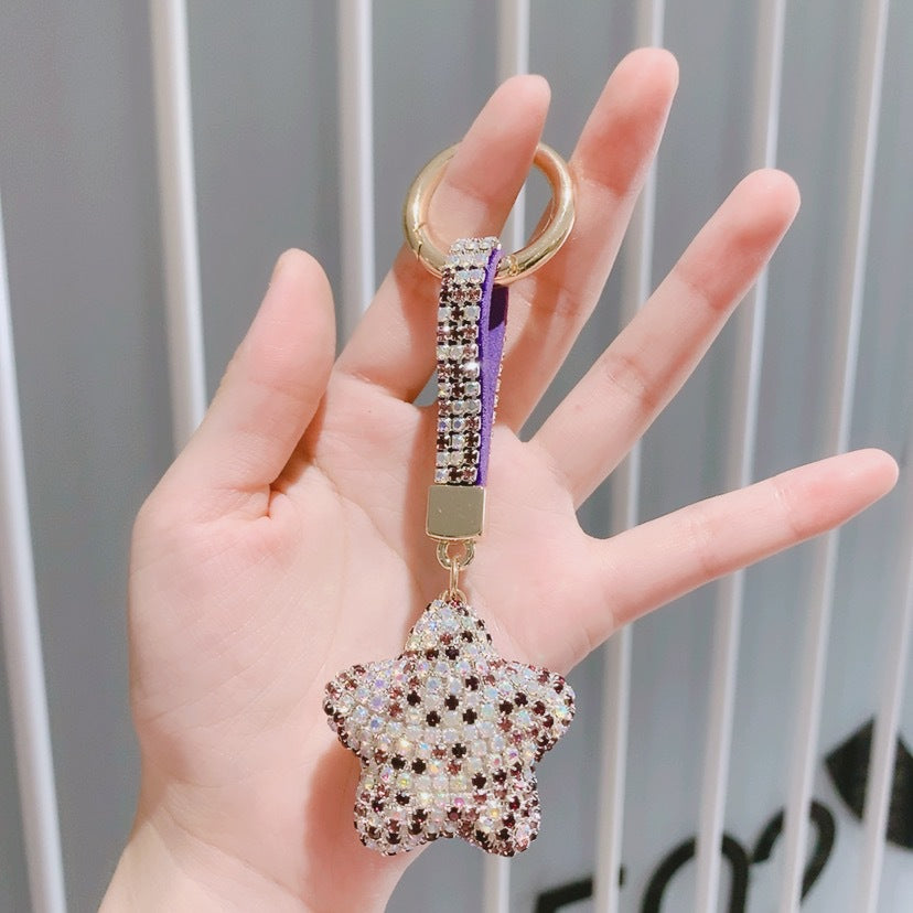 Wholesale Full Diamond Five Pointed Star Claw Chain Acrylic Keychains