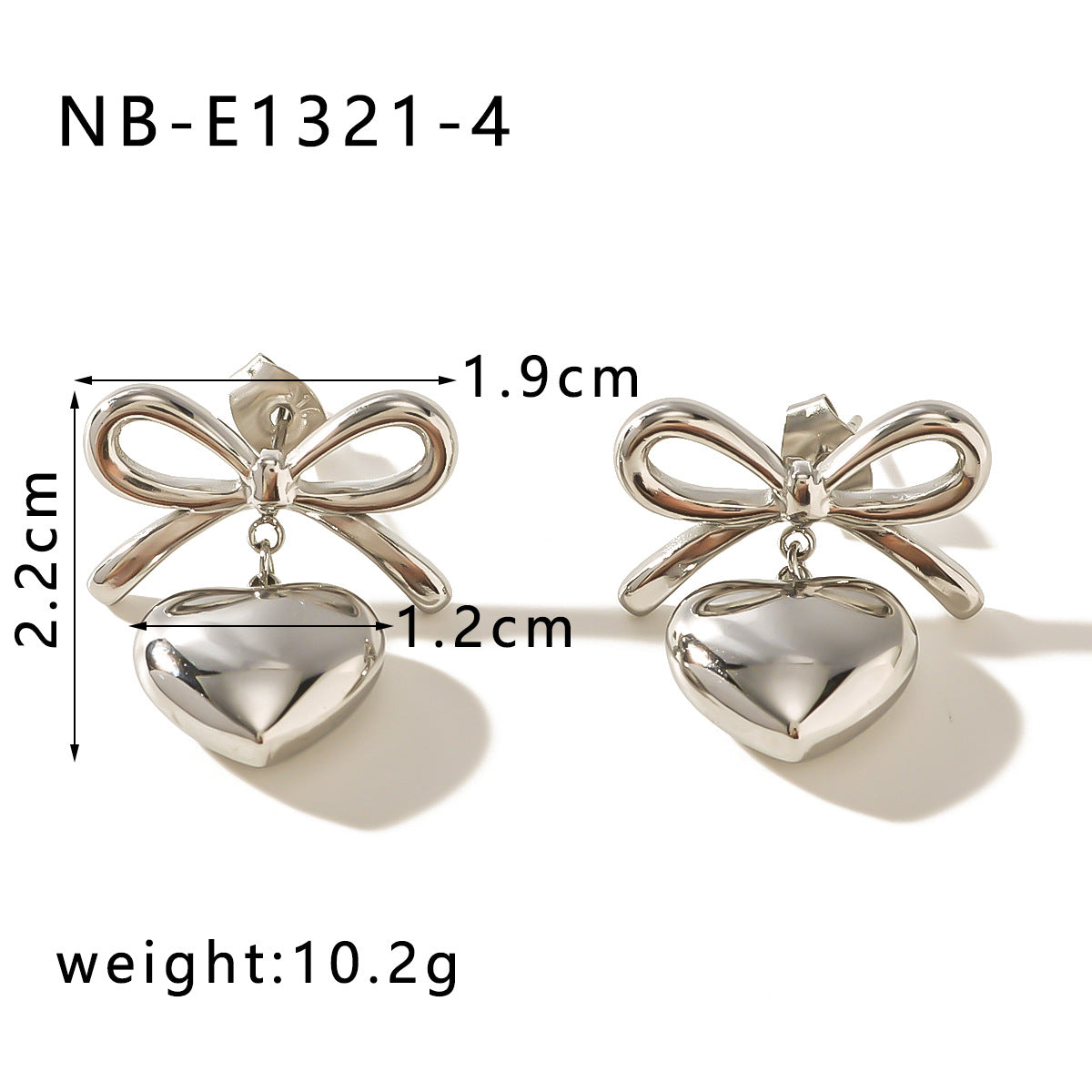 Wholesale Bow Titanium Steel Plated with 18K Gold Niche Contrast Color Light Luxury Love Pendant Earrings