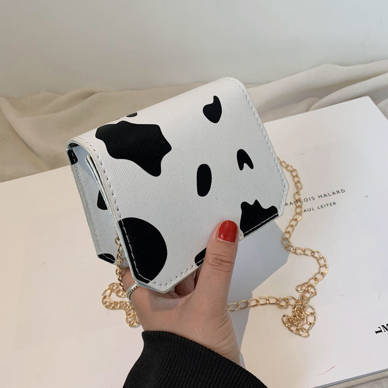 Wholesale PU Cow Pattern Bag Mini Bag One Shoulder Messenger Chain Bag