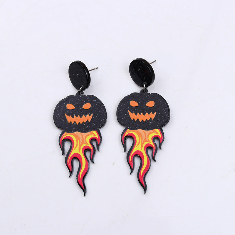 Wholesale Pumpkin Skeleton Flowers Acrylic Earrings