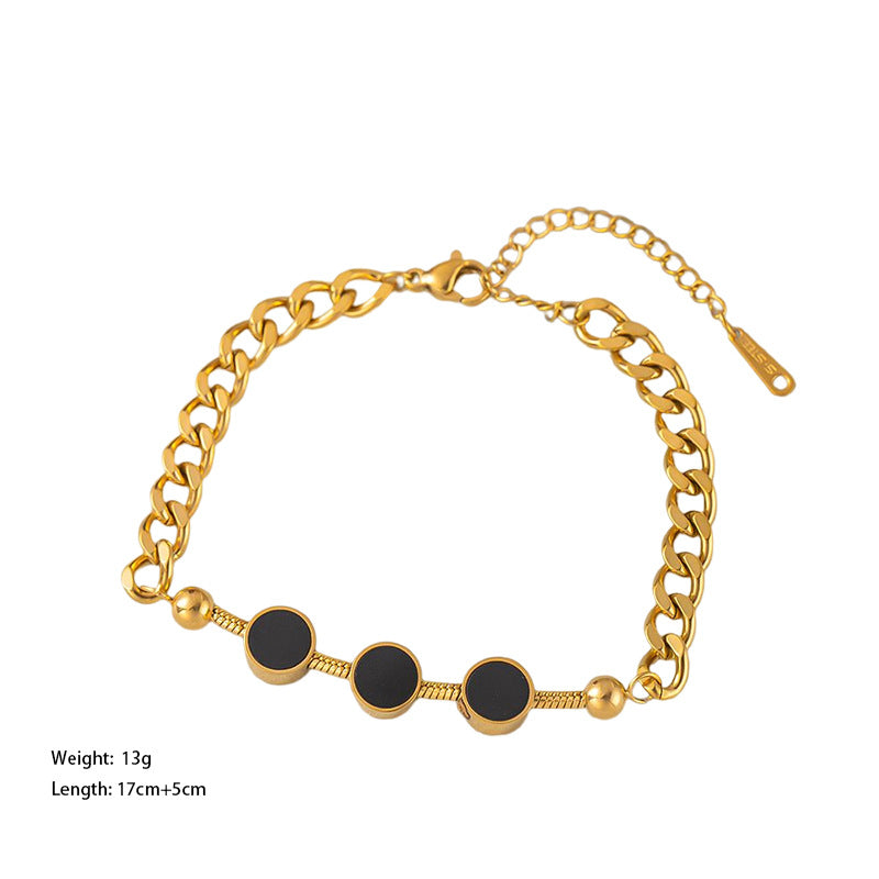 Wholesale Square Round Star Cuban Titanium Steel Bracelet