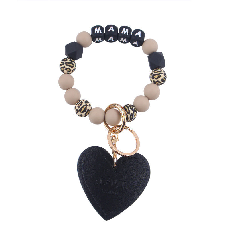 Wholesale Mother's Day Love Leather Silicone Beaded Keychains