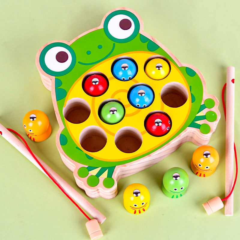 Wholesale Children's Early Education Kitten Fishing Children's Magnetic Fishing Rod Intelligence Development Focus Training Desktop Wooden Toys