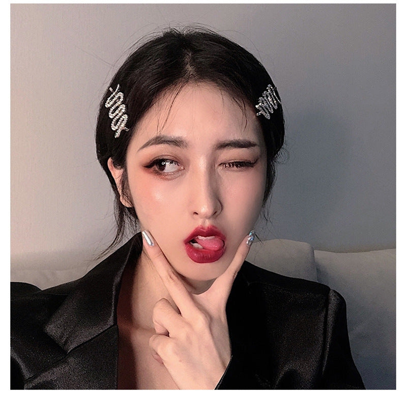 Wholesale trendy full diamond side hairpin clip hair accessories