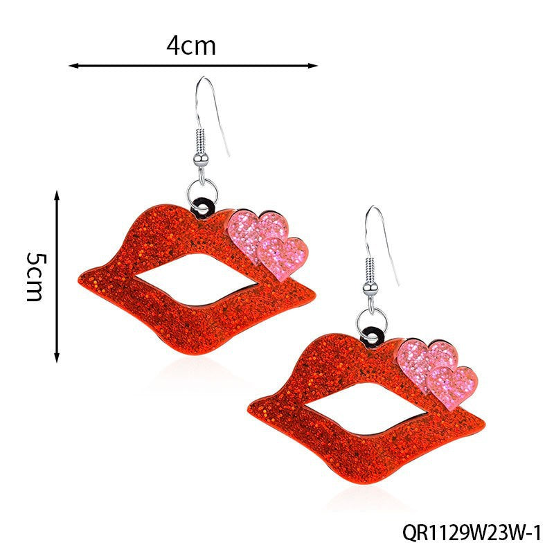 Wholesale Valentine' s Day Sparkling Three Series Heart shaped Acrylic Earrings
