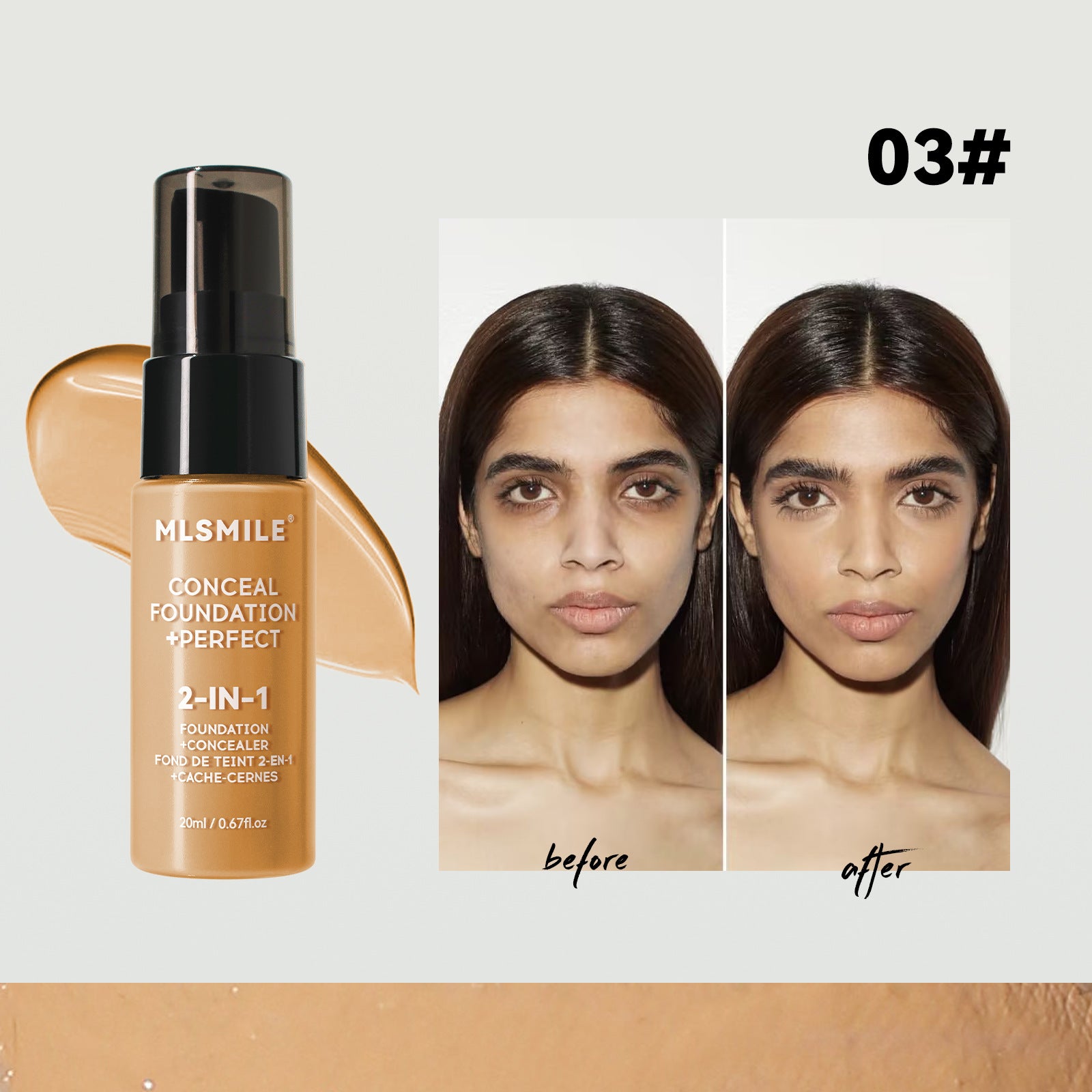 Wholesale MLSMILE Liquid Foundation Lasting Waterproof and Sweat-proof, Easy To Open The Oil Control Concealer Foundation