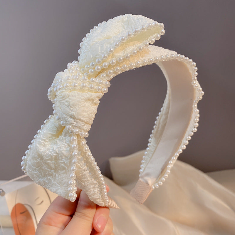 Wholesale Large Bow Cream White Simple Headband