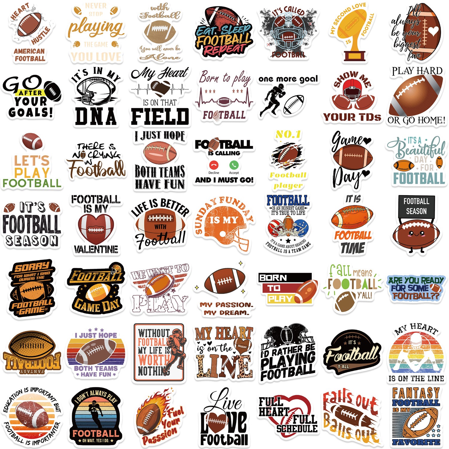 Wholesale 50pcs Football Letter Cartoon Graffiti Waterproof Vinyl Stickers