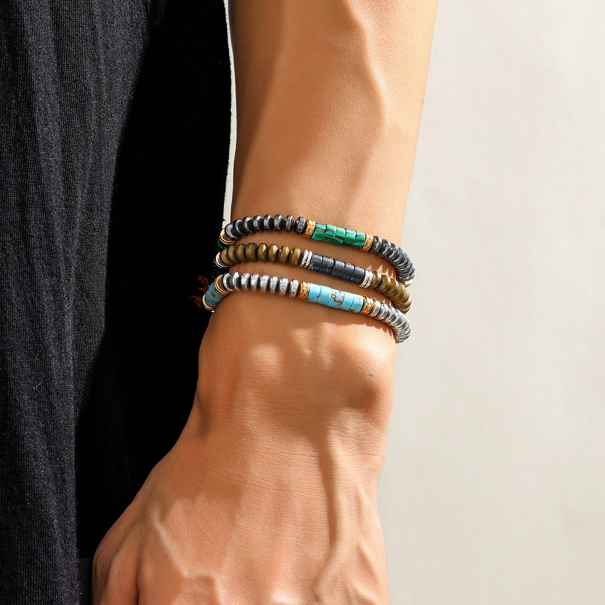 Wholesale Wax Cord Turquoise Adjustable Men's Bracelet